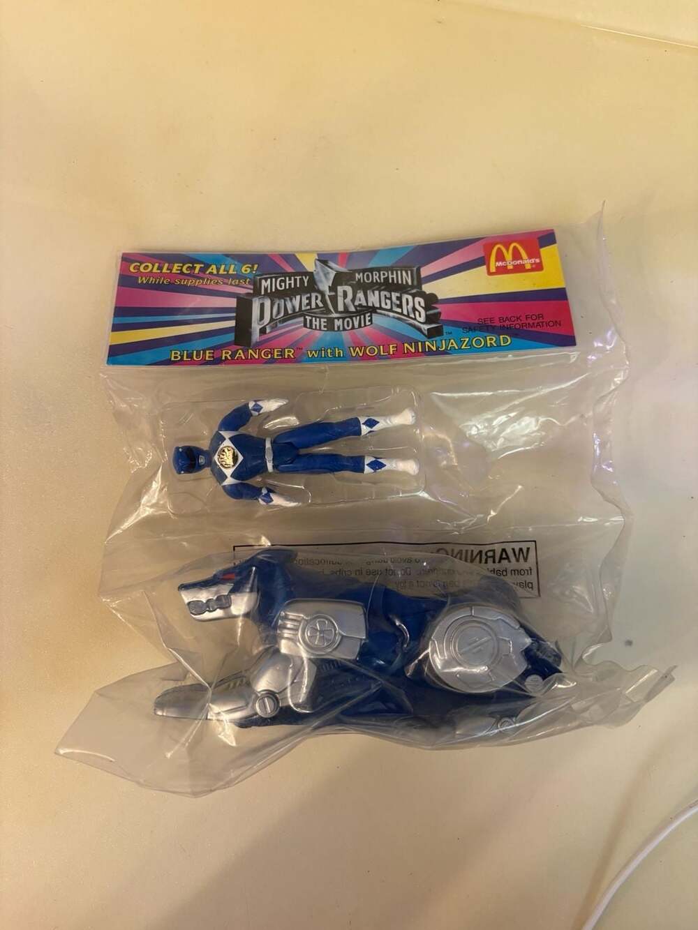 1995 McDonald's Mighty Morphin Power Rangers The Movie Blue Ranger with Wolf Nin